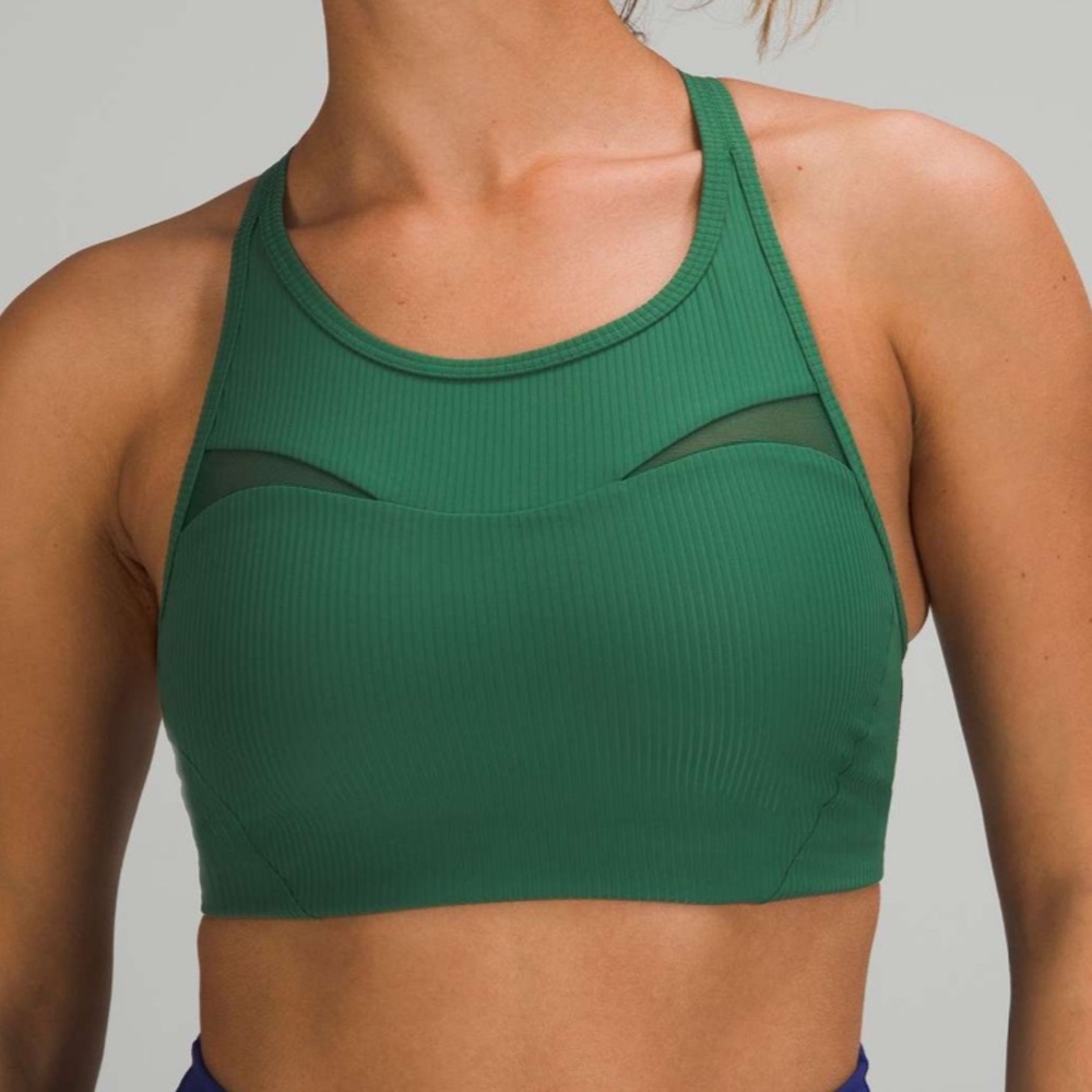 Lululemon Ribbed-Mesh High-Neck Bra Everglade Green Size 6